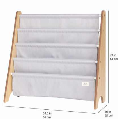 light gray recycled fabric book rack