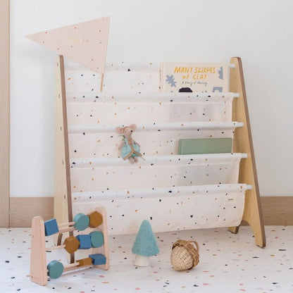 terrazzo cream recycled fabric book rack