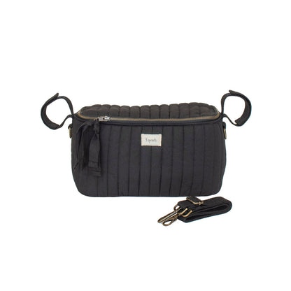 black quilted stroller organizer