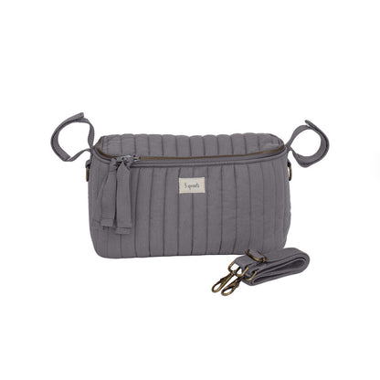 charcoal gray quilted stroller organizer