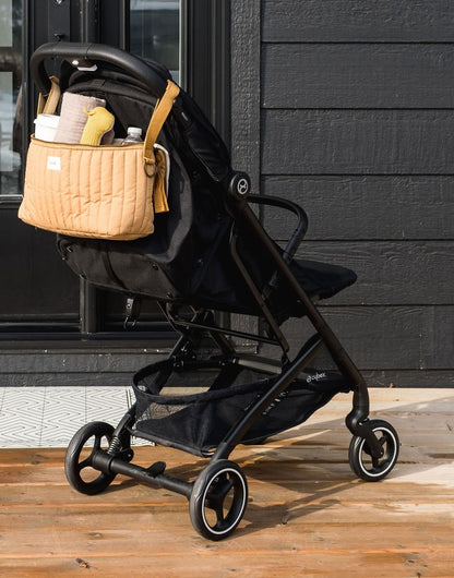 mustard quilted stroller organizer