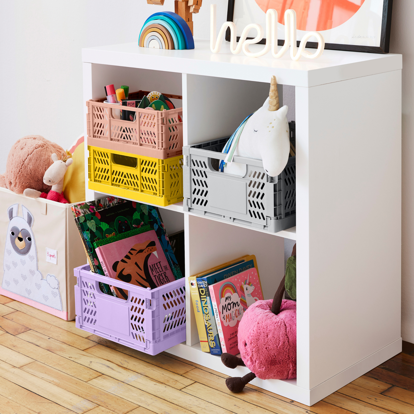 modern folding crate - yellow - 2 sizes available